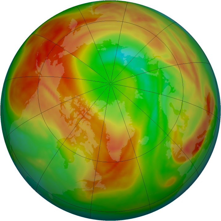 Arctic ozone map for 25 March 2007